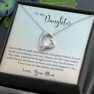 To My Daughter -Learn From Everything -  Forever Love Heart Necklace