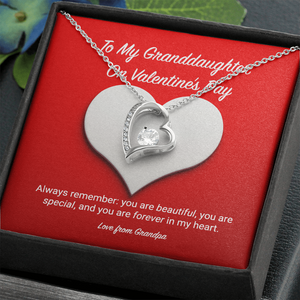 To My Granddaughter from Grandpa Valentine's Day Forever Love Necklace