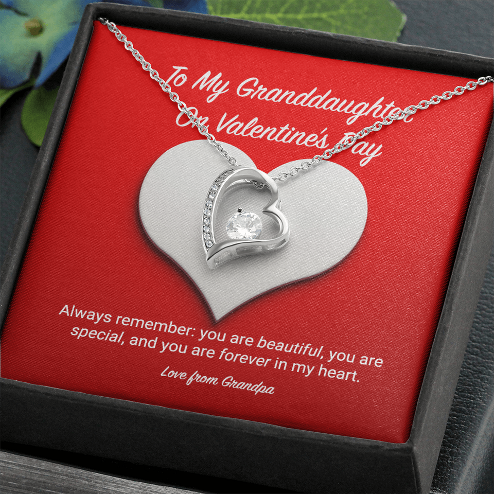 To My Granddaughter from Grandpa Valentine's Day Forever Love Necklace