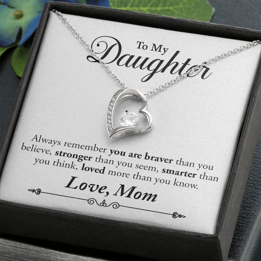 My Daughter | Braver Stronger Smarter - Forever Love Necklace Gift For Mom, necklace For Wife, Gift For Mother's Day