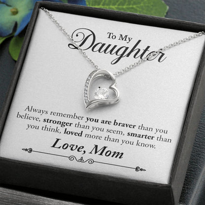 My Daughter | Braver Stronger Smarter - Forever Love Necklace Gift For Mom, necklace For Wife, Gift For Mother's Day