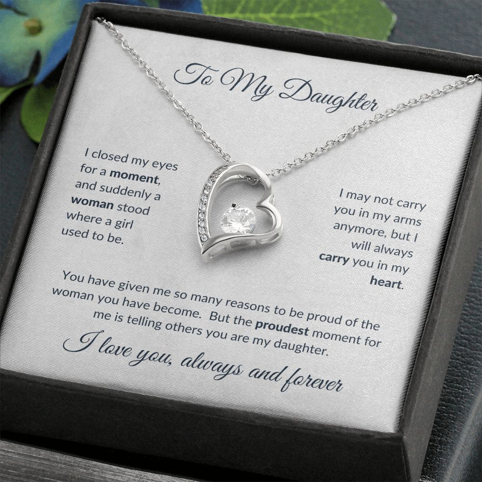 To My Daughter - Proudest Moment Forever Love Necklace White