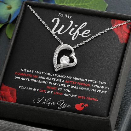 To My Wife - Forever Love Necklace - Missing Piece Gift For Mom, necklace For Wife, Gift For Mother's Day