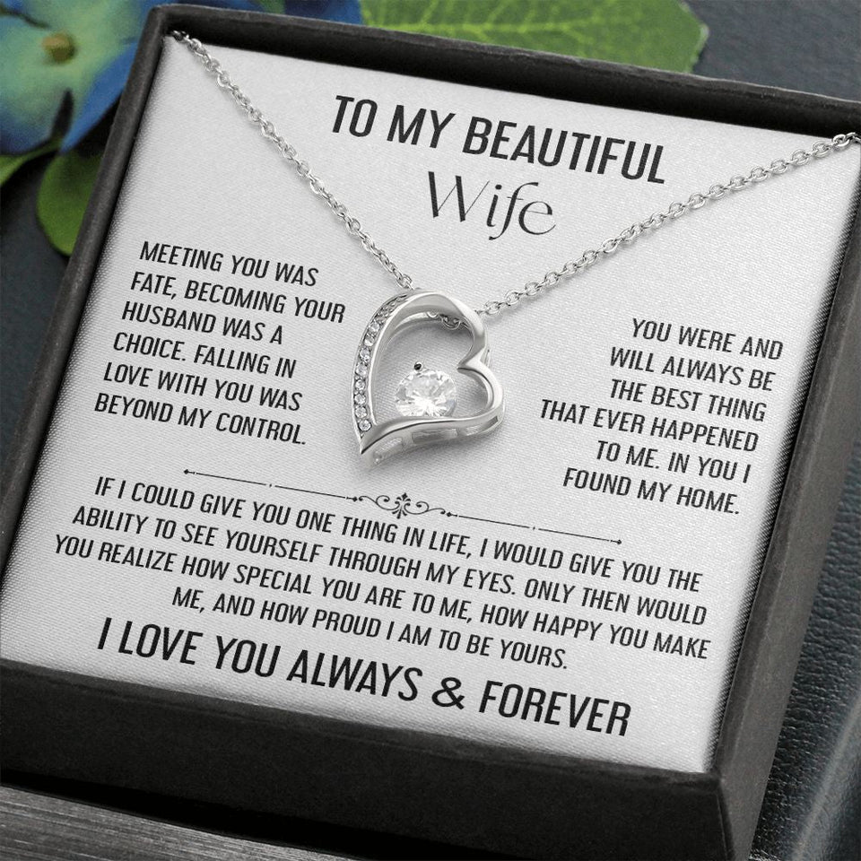 To My Beautiful Wife | Falling In Love Was Beyond My Control | Forever Love Necklace