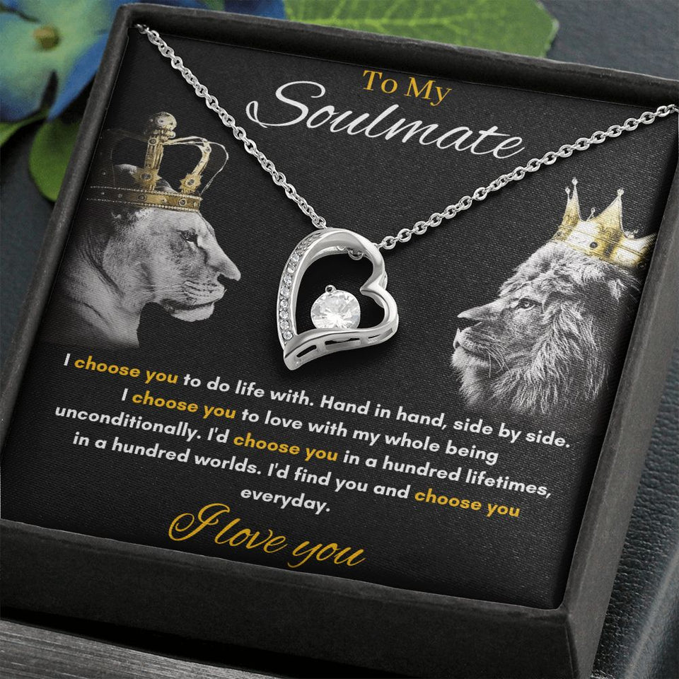 To My Soulmate - Forever Love Necklace - Hand in Hand Gift For Mom, necklace For Wife, Gift For Mother's Day