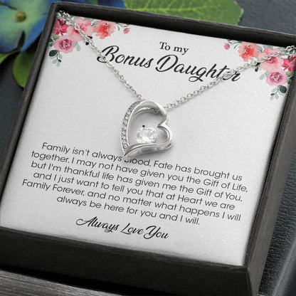 My Bonus Daughter | The Gift Of You - Forever Love Necklace Gift For Mom, necklace For Wife, Gift For Mother's Day