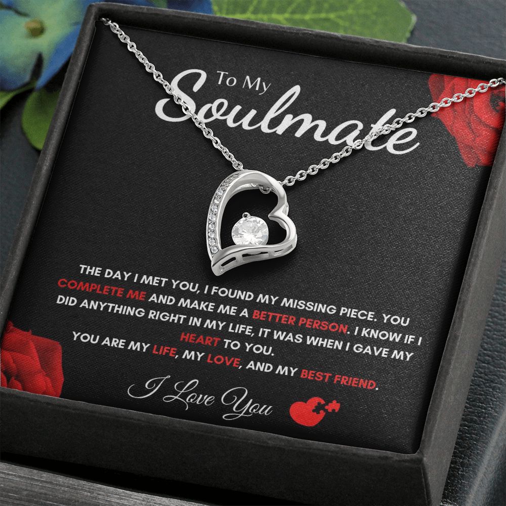 To My Soulmate - Forever Love Necklace - Missing Piece Gift For Mom, necklace For Wife, Gift For Mother's Day
