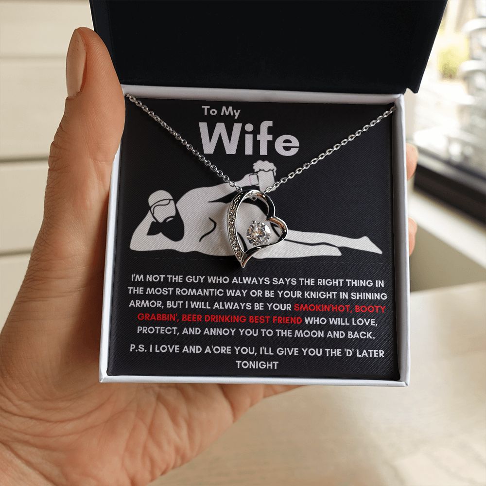 To My Wife - Forever Love Necklace - Booty Grabbin' - Black Card Gift For Mom, necklace For Wife, Gift For Mother's Day
