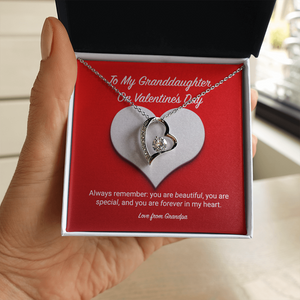 To My Granddaughter from Grandpa Valentine's Day Forever Love Necklace
