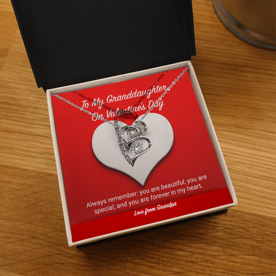 To My Granddaughter from Grandpa Valentine's Day Forever Love Necklace