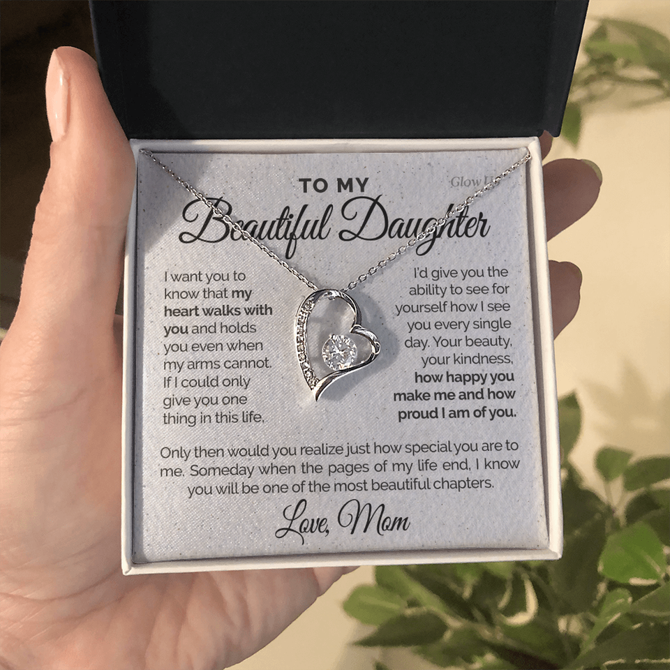 Namashops - Forever Love Necklace - To my Beautiful Daughter -  I'm proud of you - Forever Love necklace, Gift For Wife, For Mom, Gift For Birthday, Christmas,