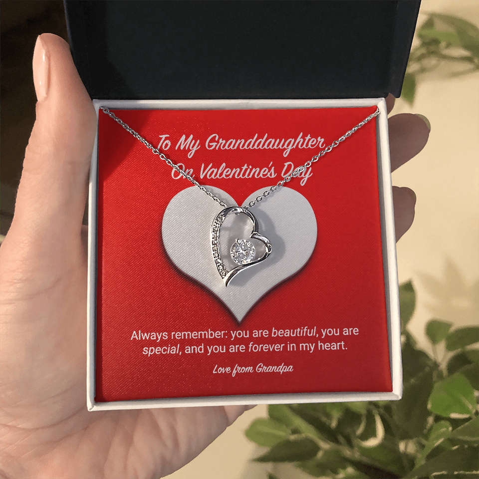 To My Granddaughter from Grandpa Valentine's Day Forever Love Necklace