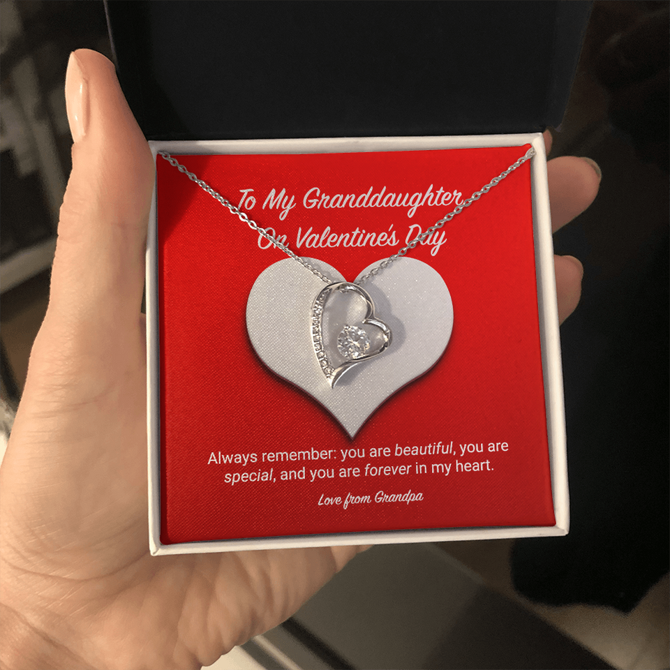To My Granddaughter from Grandpa Valentine's Day Forever Love Necklace