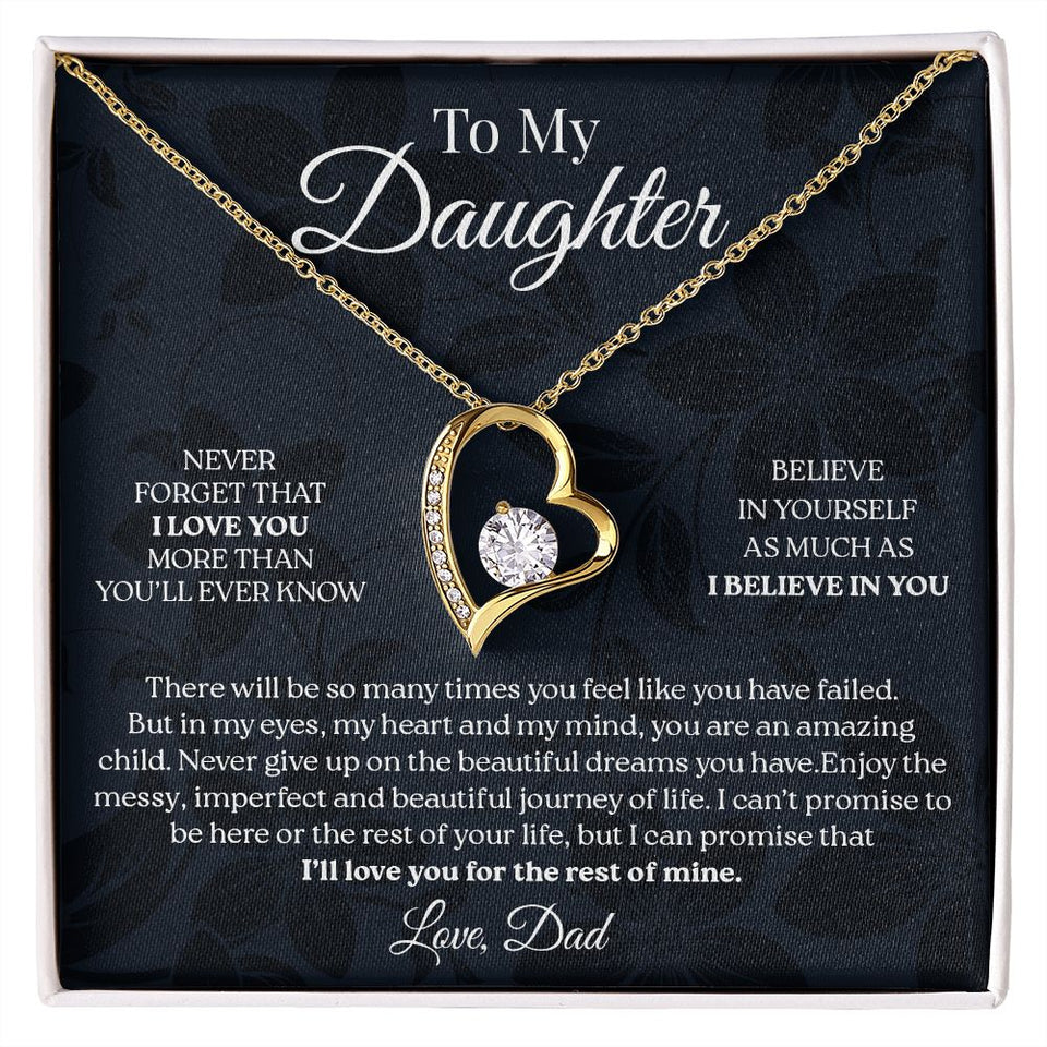 To My Daughter - Never Give Up, Forever Love Necklace Gift