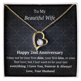 Wife 2nd Anniversary Forever Love Heart Necklace