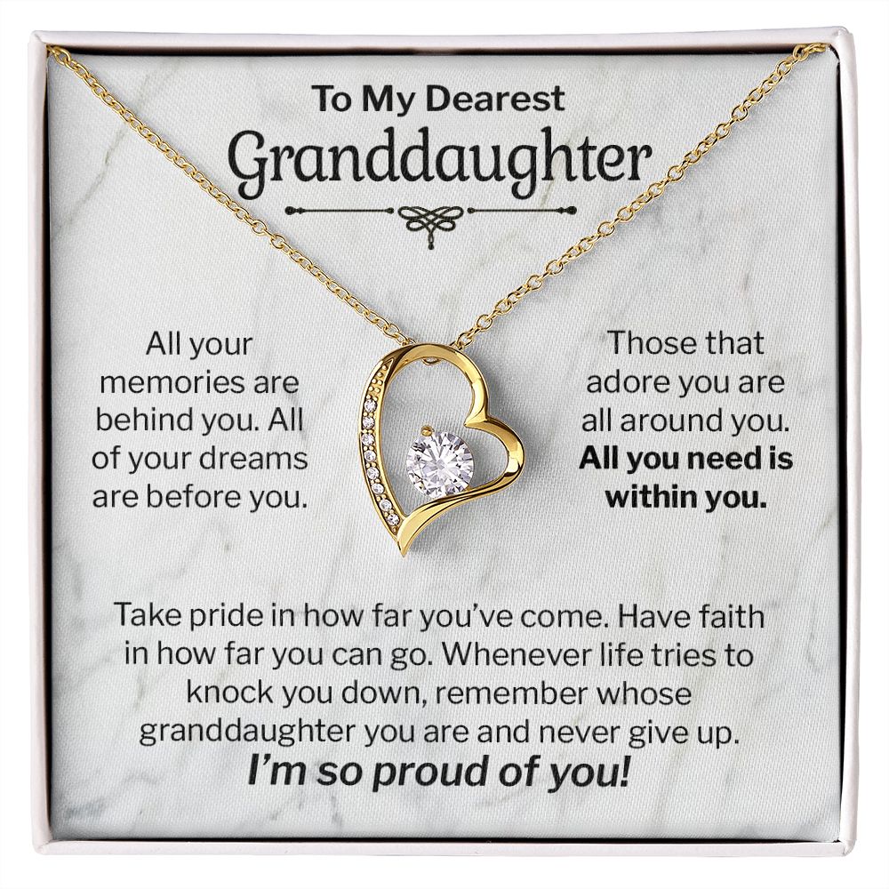 My Dearest Granddaughter Gift - All You Need is Within You - Forever Love Necklace