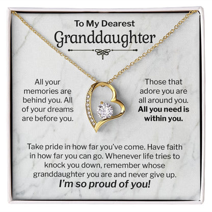 My Dearest Granddaughter Gift - All You Need is Within You - Forever Love Necklace