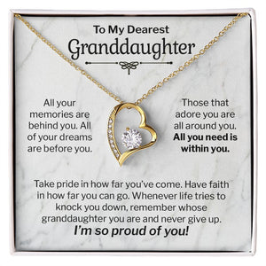My Dearest Granddaughter Gift - All You Need is Within You - Forever Love Necklace