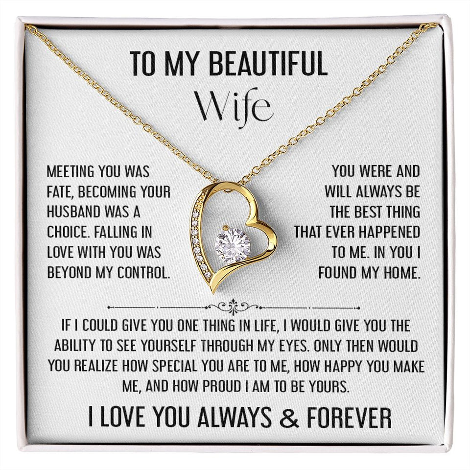 To My Beautiful Wife | Falling In Love Was Beyond My Control | Forever Love Necklace