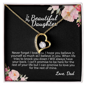 To My Beautiful Daughter From Dad | I Can Promise | Forever Love Necklace