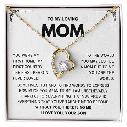 To my Loving Mom- Mother's day Gift From Son- Forever Love Necklace