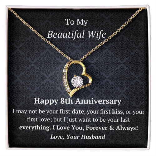 Wife 8th Anniversary - Forever Love Heart Necklace