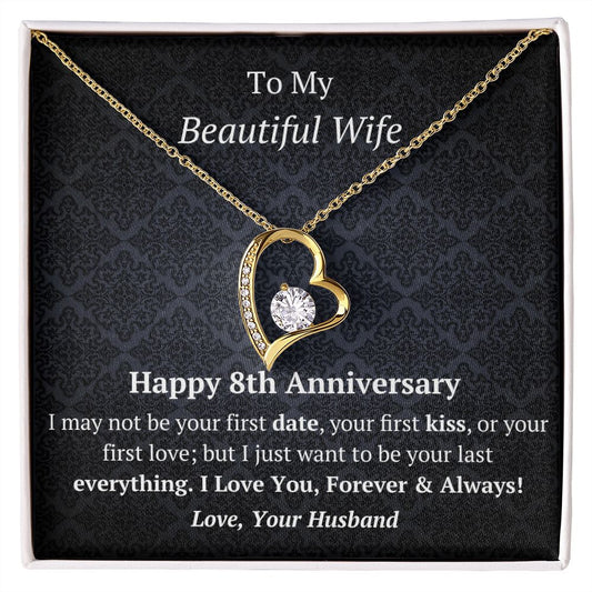 Wife 8th Anniversary - Forever Love Heart Necklace
