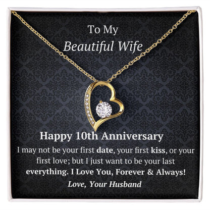 Wife 10th Anniversary - Forever Love Heart Necklace