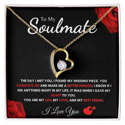 To My Soulmate - Forever Love Necklace - Missing Piece Gift For Mom, necklace For Wife, Gift For Mother's Day