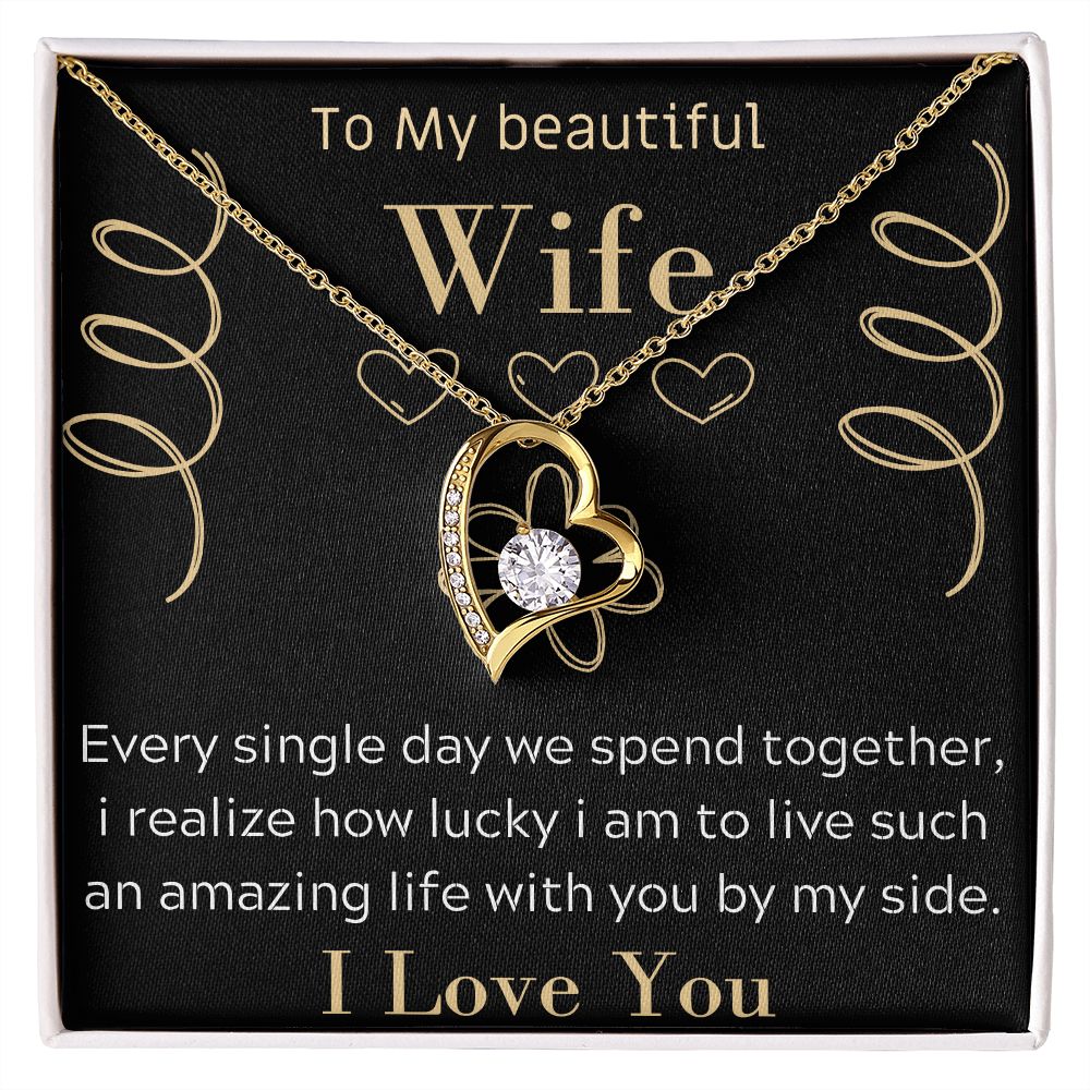 To My beautiful Wife Necklace, Romantic Gift, Birthday Gift, Forever Love Necklace