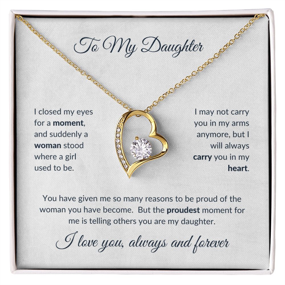 To My Daughter - Proudest Moment Forever Love Necklace White