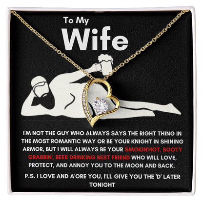 To My Wife - Forever Love Necklace - Booty Grabbin' - Black Card Gift For Mom, necklace For Wife, Gift For Mother's Day
