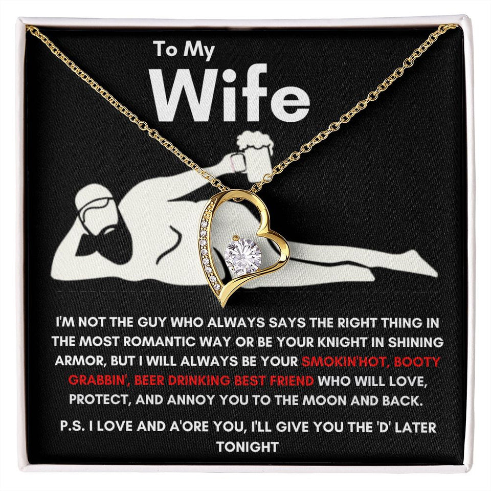 To My Wife - Forever Love Necklace - Booty Grabbin' - Black Card Gift For Mom, necklace For Wife, Gift For Mother's Day