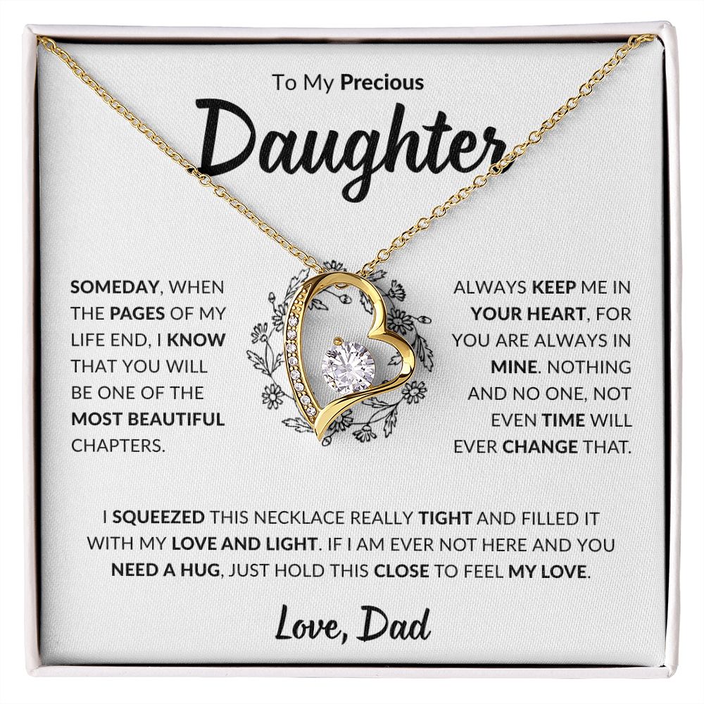 Precious Daughter Forever Love Necklace, Jewelry Gifts from Dad, Graduation Gift, Happy Birthday Gift Daughter