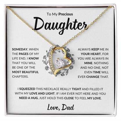 Precious Daughter Forever Love Necklace, Jewelry Gifts from Dad, Graduation Gift, Happy Birthday Gift Daughter