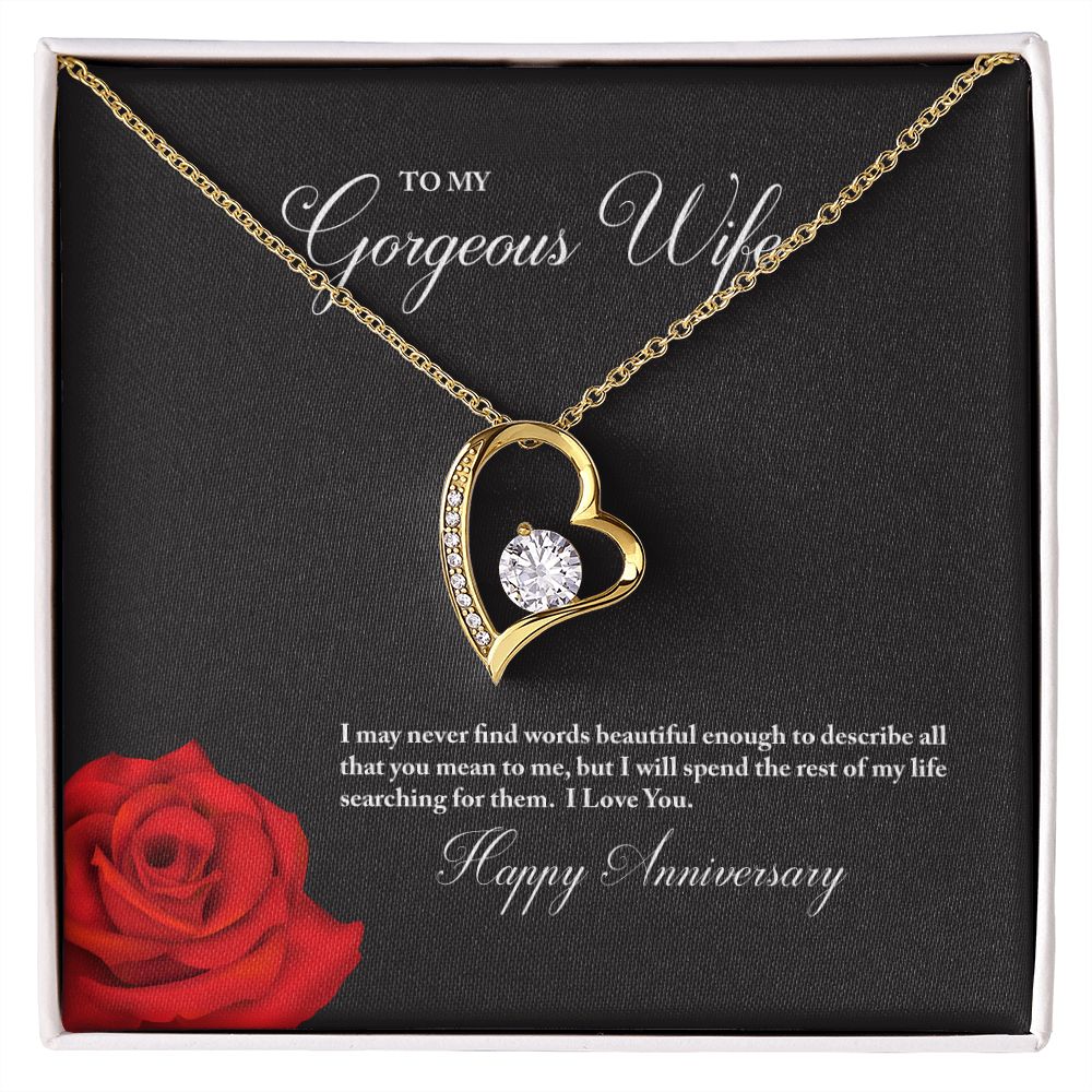 To My Gorgeous Wife Happy Anniversary Forever Love Necklace