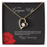 To My Gorgeous Wife Happy Anniversary Forever Love Necklace