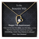 Wife 7th Anniversary Forever Love Heart Necklace