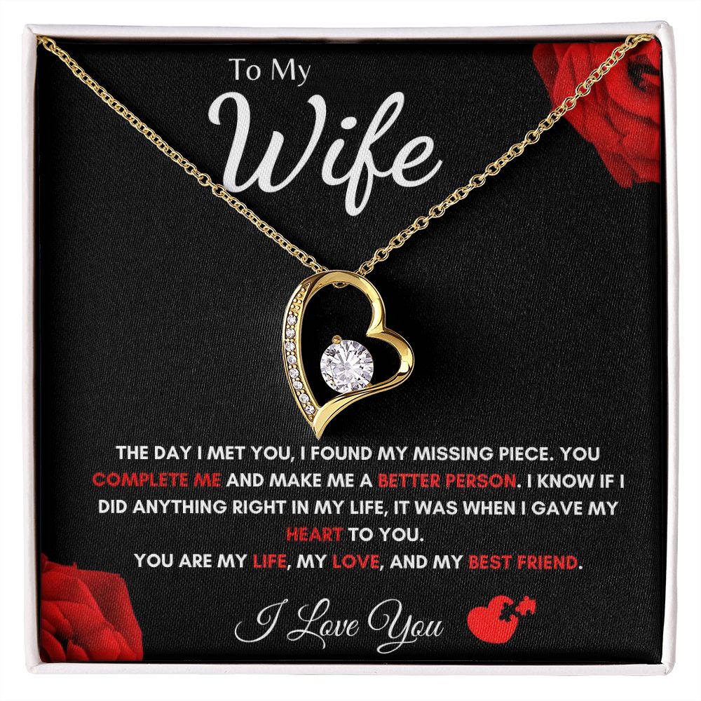 To My Wife - Forever Love Necklace - Missing Piece Gift For Mom, necklace For Wife, Gift For Mother's Day