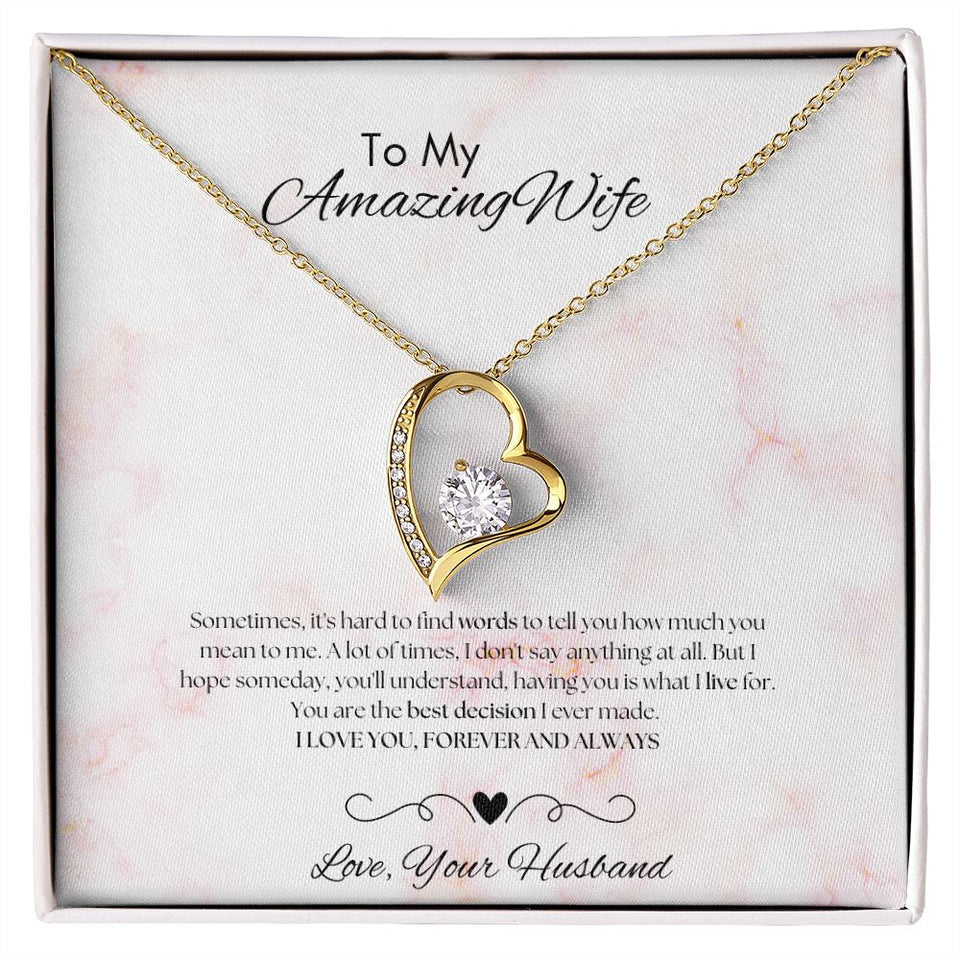 To My Amazing Wife - Forever Love Necklace - Light Pink Gift For Mom, necklace For Wife, Gift For Mother's Day