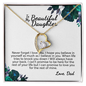To My Beautiful Daughter From Dad | I Can Promise | White Version | Forever Love Necklace