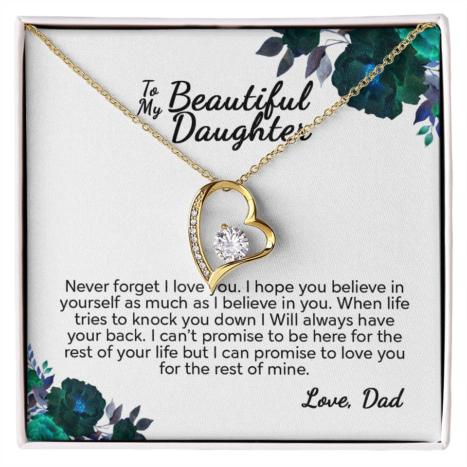 To My Beautiful Daughter From Dad | I Can Promise | White Version | Forever Love Necklace