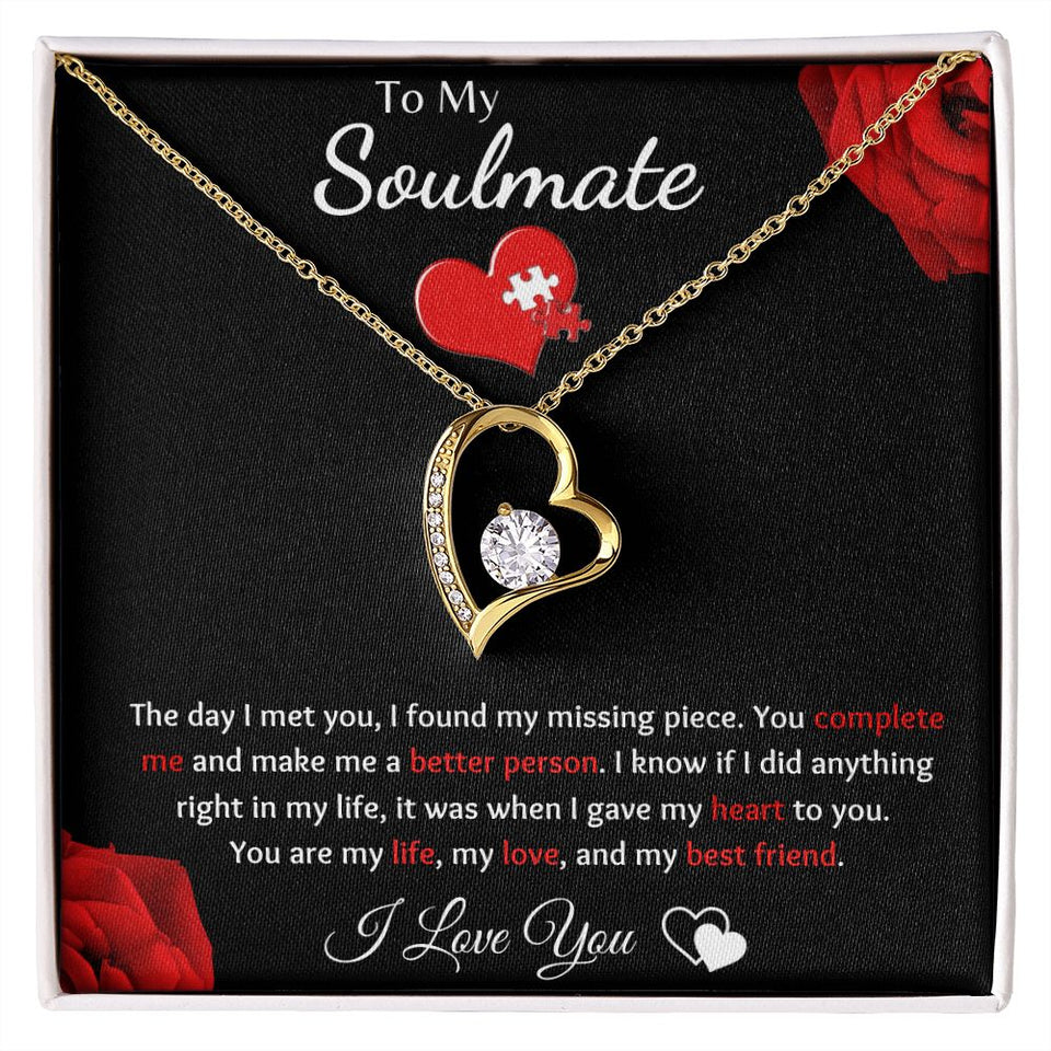 To My Soulmate - Forever Love Necklace - Puzzle Piece Gift For Mom, necklace For Wife, Gift For Mother's Day