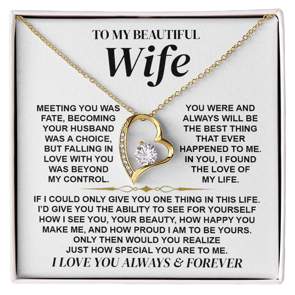 To My Beautiful Wife | Meeting You Was Fate | Forever Love Necklace