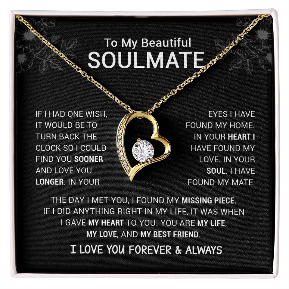 To My Beautiful Soulmate | I Have Found My Mate | Black Version | Forever Love Necklace