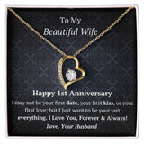 Wife - 1st Anniversary - Forever Love Heart Necklace
