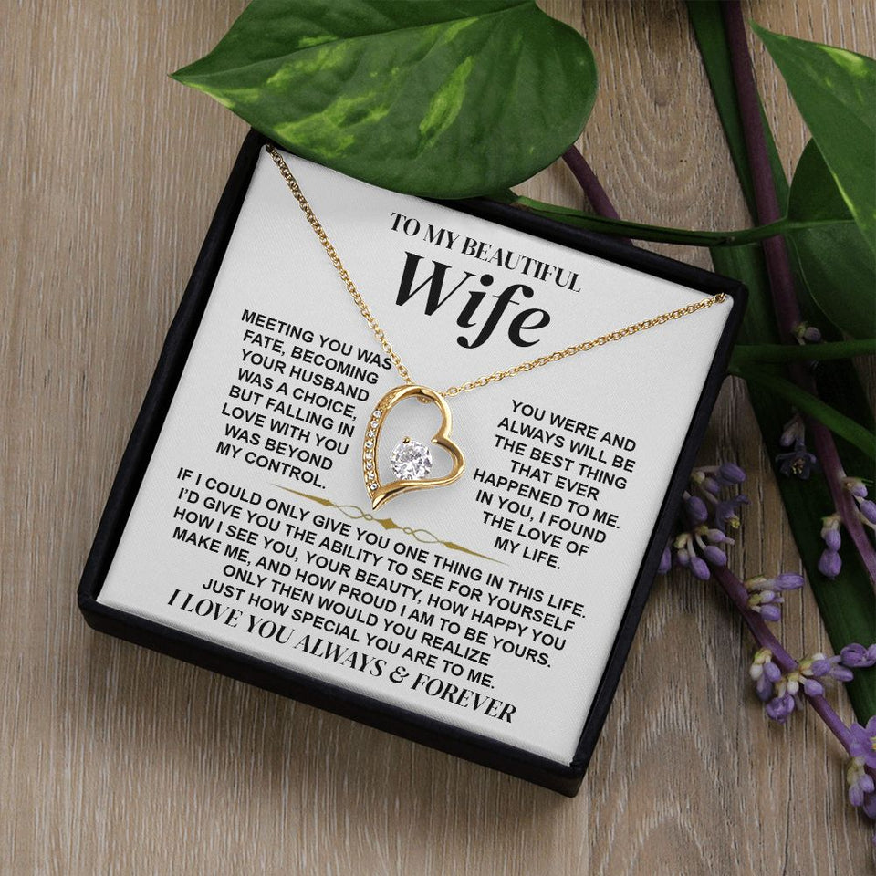 To My Beautiful Wife | Meeting You Was Fate | Forever Love Necklace