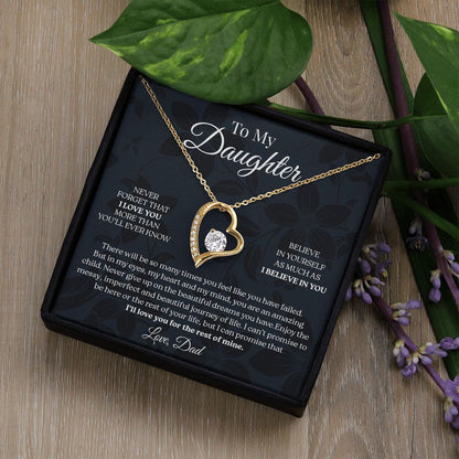 To My Daughter - Never Give Up, Forever Love Necklace Gift