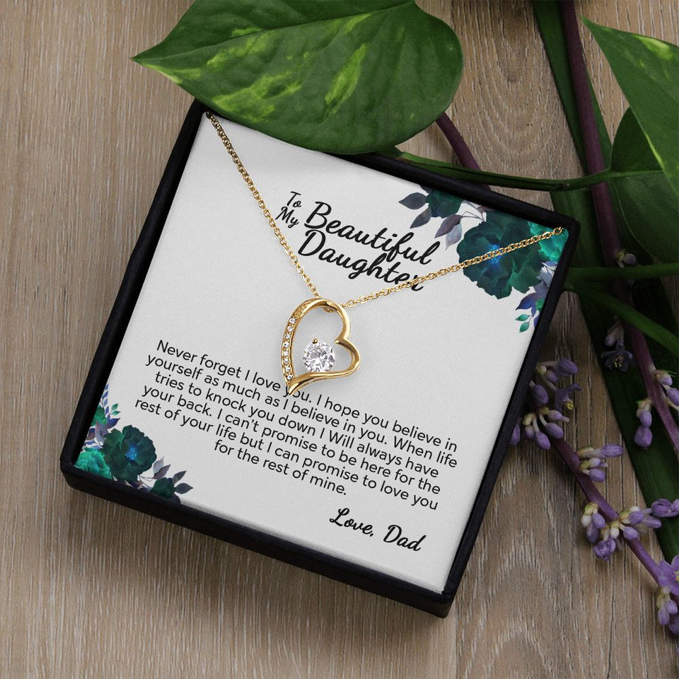 To My Beautiful Daughter From Dad | I Can Promise | White Version | Forever Love Necklace