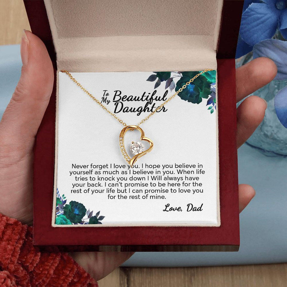 To My Beautiful Daughter From Dad | I Can Promise | White Version | Forever Love Necklace